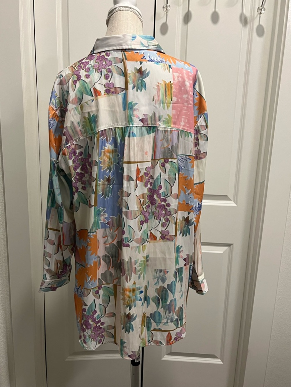 by Anthropologie Relaxed Long Sleeve Floral Button Shirt Size XL Tunic Career - Picture 3 of 14
